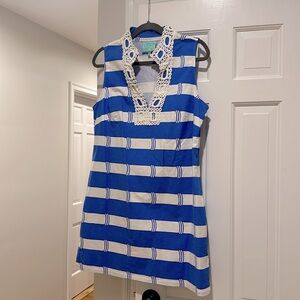 Sail to Sable blue and white bamboo print tunic dress, size XL